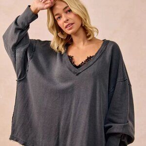 BiBi Mineral Washed French Terry Oversized‎ Sweatshirt